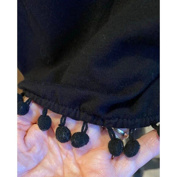 Pebble & Rose? Womens Black Plus Sz 2X Off Shoulder Stretch Top Blouse Pom Pom - Picture 3 of 9